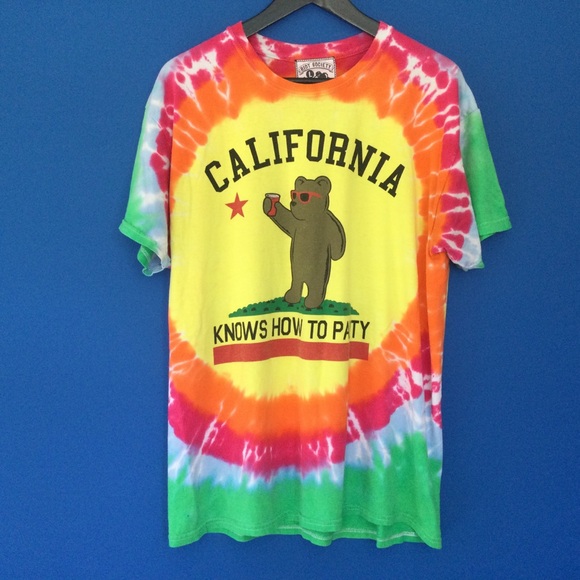 Riot Society T-Shirt L Bear California Knows How to Party Tie-dye - Picture 6 of 6
